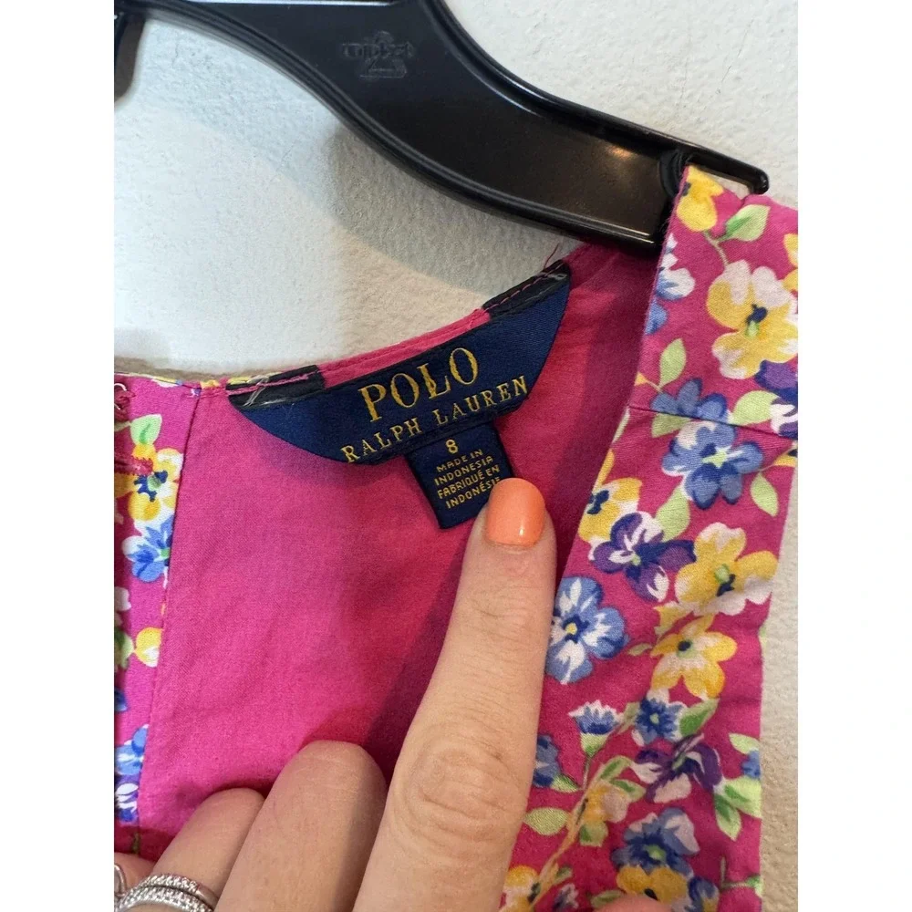 Polo Ralph Lauren Dress Girls 8‎ Pink Floral Sleeveless Fit & Flare Lined Summer